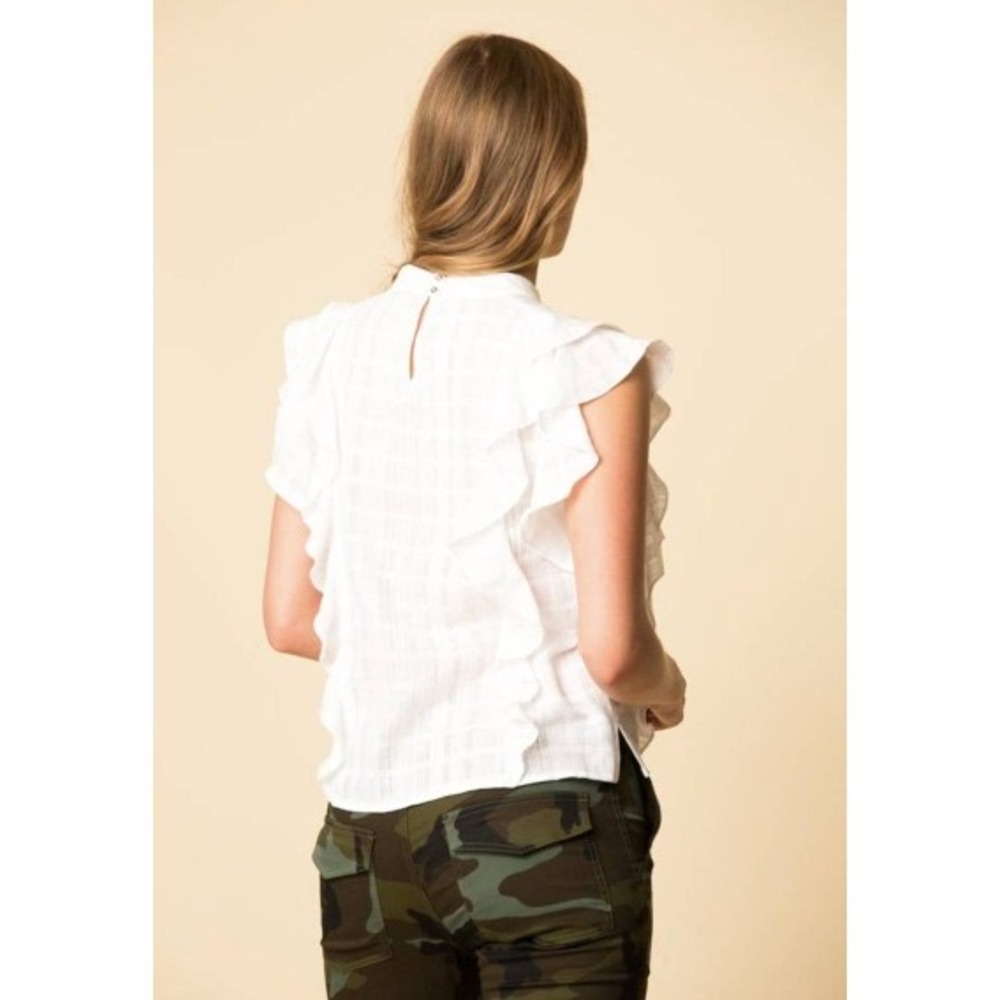 Veronica Beard Sol White Cotton Lace Ruffle Blouse Top | Size S |$295 Designer - Picture 7 of 10